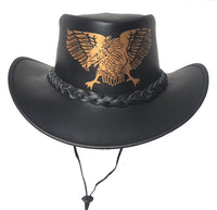 GENUINE LEATHER EAGLE EMBOSSED COWBOY HAT- BLACK # 2675