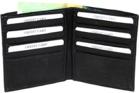 Genuine Leather Executive Bi-Fold 12 Cards Coat Wallet BLACK #4102