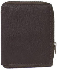 Genuine Leather Cowhide Zip Around Men's Breast Card Wallet #4641