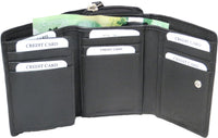 Genuine Cowhide Leather Ladies Medium RFID Trifold 12 Card & 1 ID Wallet #7601R