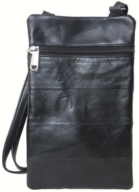Genuine Lambskin Leather Women's Slim Cross Body Bag BLACK #8059
