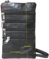 Genuine Lambskin Leather Women's Slim Cross Body Bag BLACK #8059