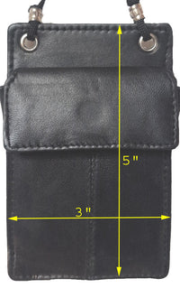 Genuine Leather Lambskin Mini Neck Card Wallet #8087