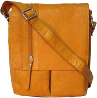 Genuine Cowhide Leather Ladies Vintage Look Flapover Messenger Bag #8598