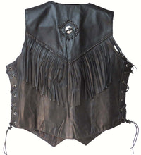 Genuine Lambskin Leather Ladies Biker's Vest with Braids and Fringes #9672