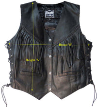 Genuine Lambskin Leather Ladies Biker's Vest with Braids and Fringes #9672