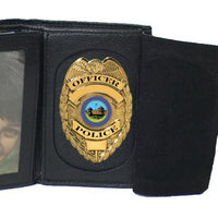 Elegant Faux Leather Badge Wallet for Firefighters, Police #4722