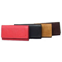 Genuine Cowhide Leather Ladies RFID Wallet- Red, Black, Tan & Brown #7502R