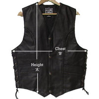 Genuine Cowhide Leather Biker's Vest Black #9692