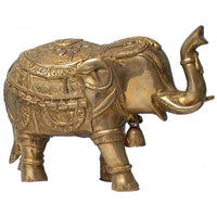 BRASS HAND CARVED ELEPHANT 12 INCHES